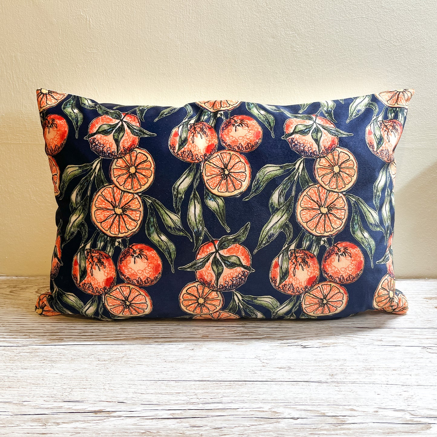 Twilight Winter Orange Velvet and Cotton Cushion