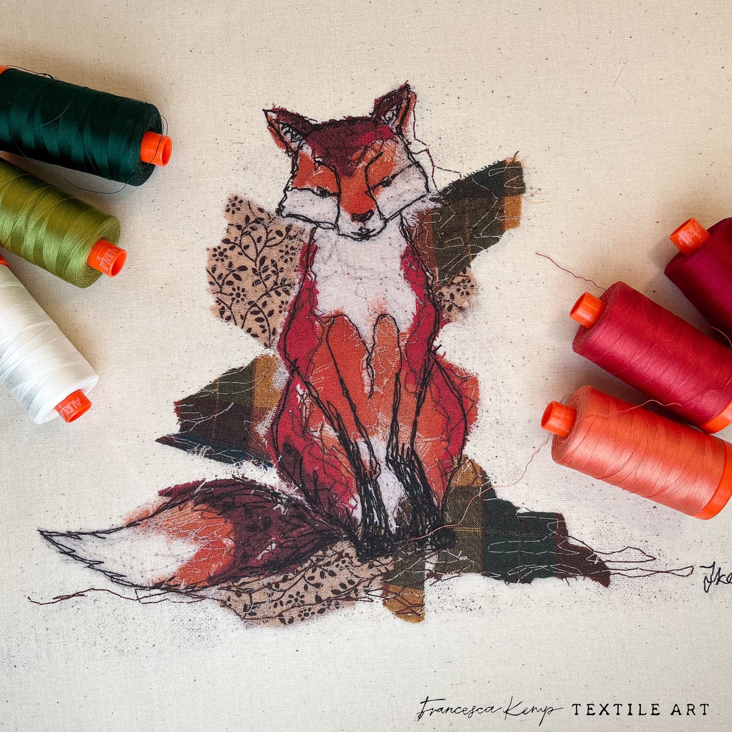 Thread Thief Fox Fabric Panel
