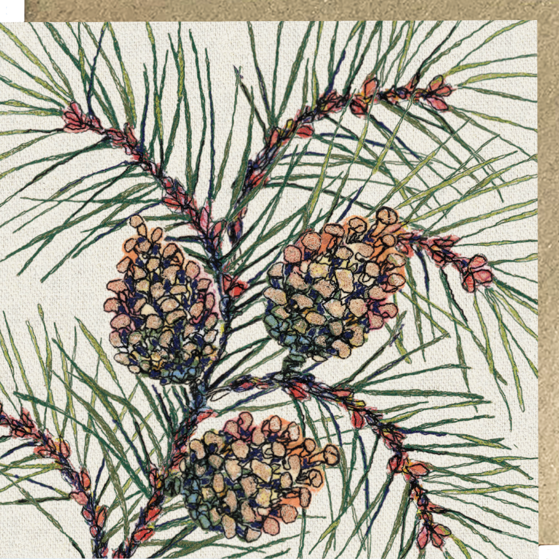 Scots Pine Embroidery Art Card
