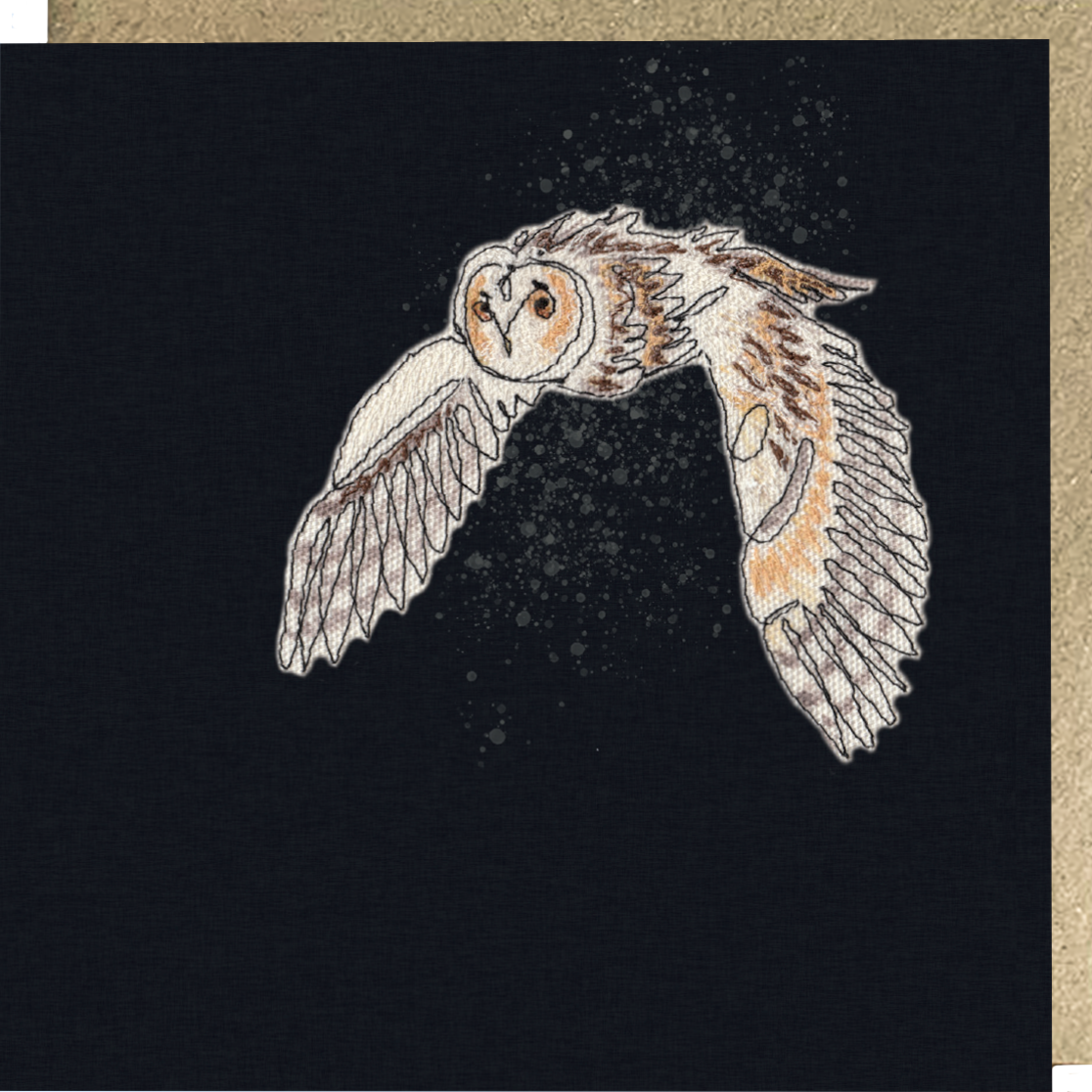 Midnight Long Eared Owl Embroidery Art Card
