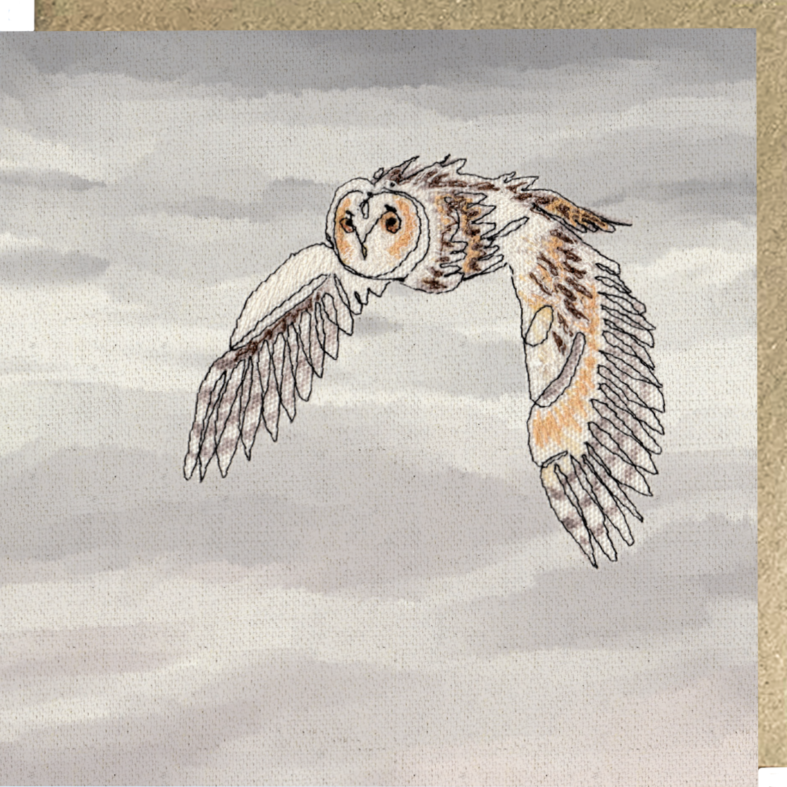 Long Eared Owl Embroidery Art Card