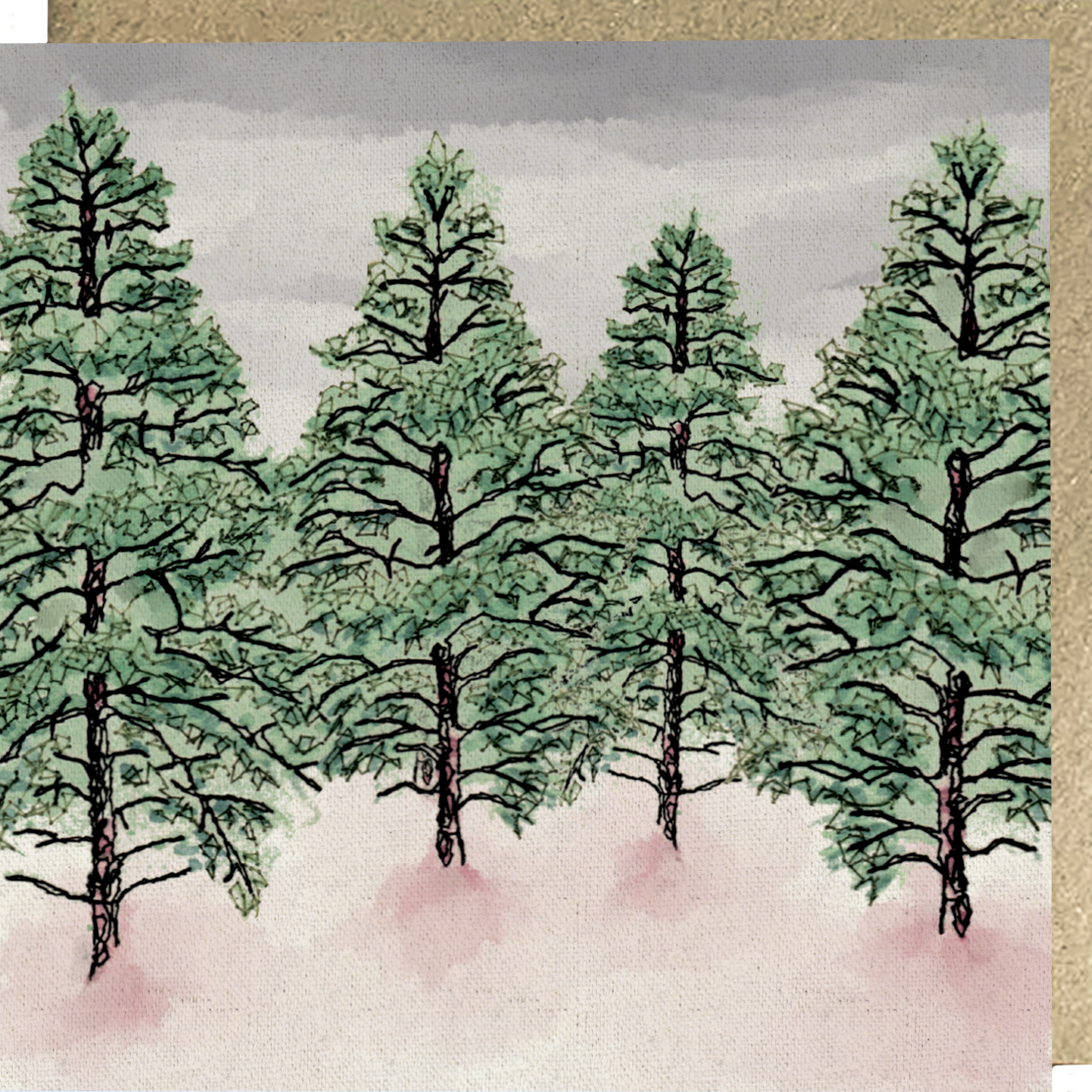 Pine Forest Embroidery Art Card