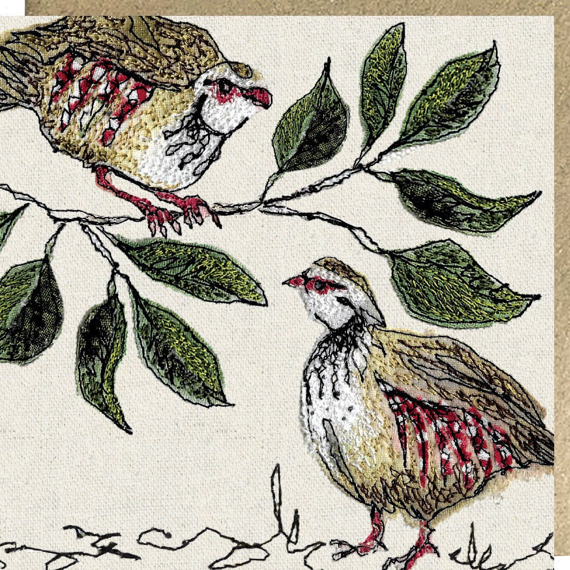 Red Legged Partridge Art Card