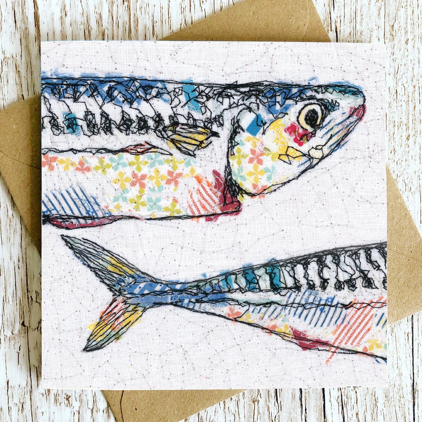 Plenty of Fish Mackerel Embroidery Art Card