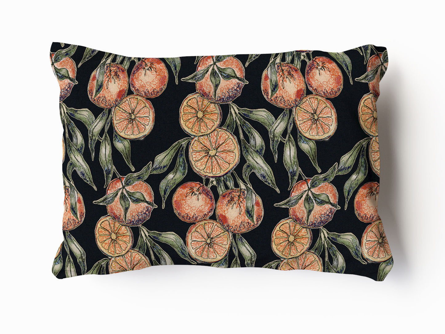 Midnight Winter Orange Velvet and Cotton Cushion