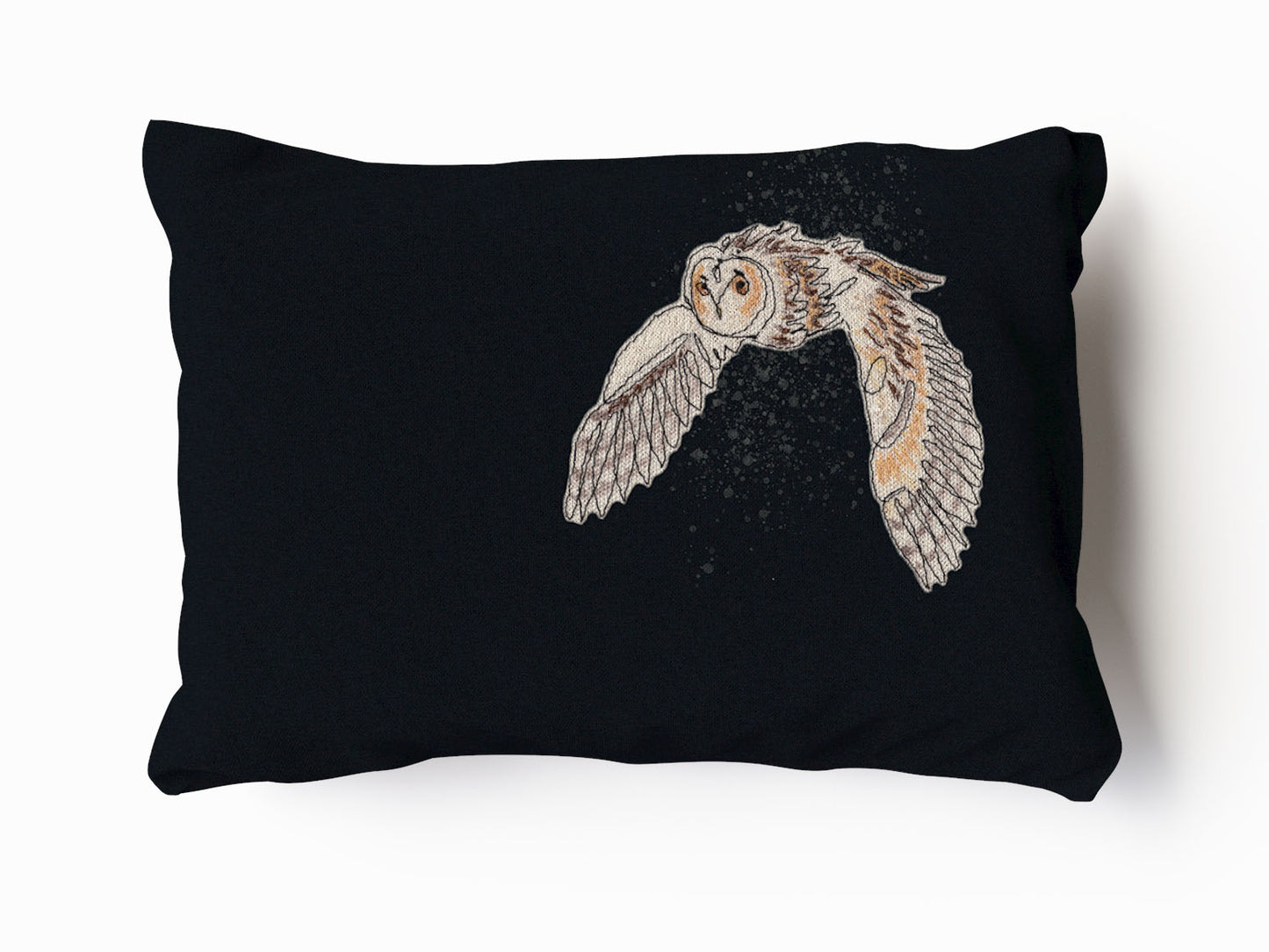 Midnight Long Eared Owl Velvet and Cotton Cushion