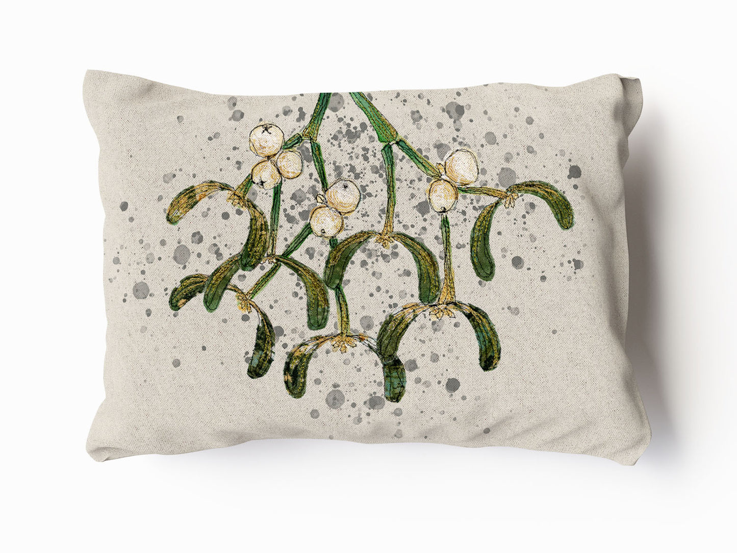 Natural Mistletoe Velvet and Cotton Cushion