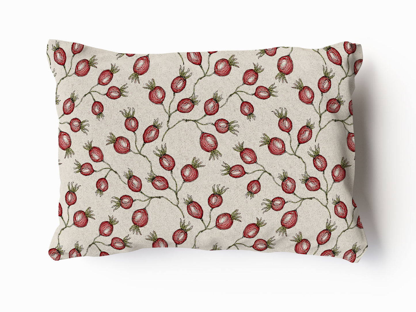 Natural Rose Hip Velvet and Cotton Cushion