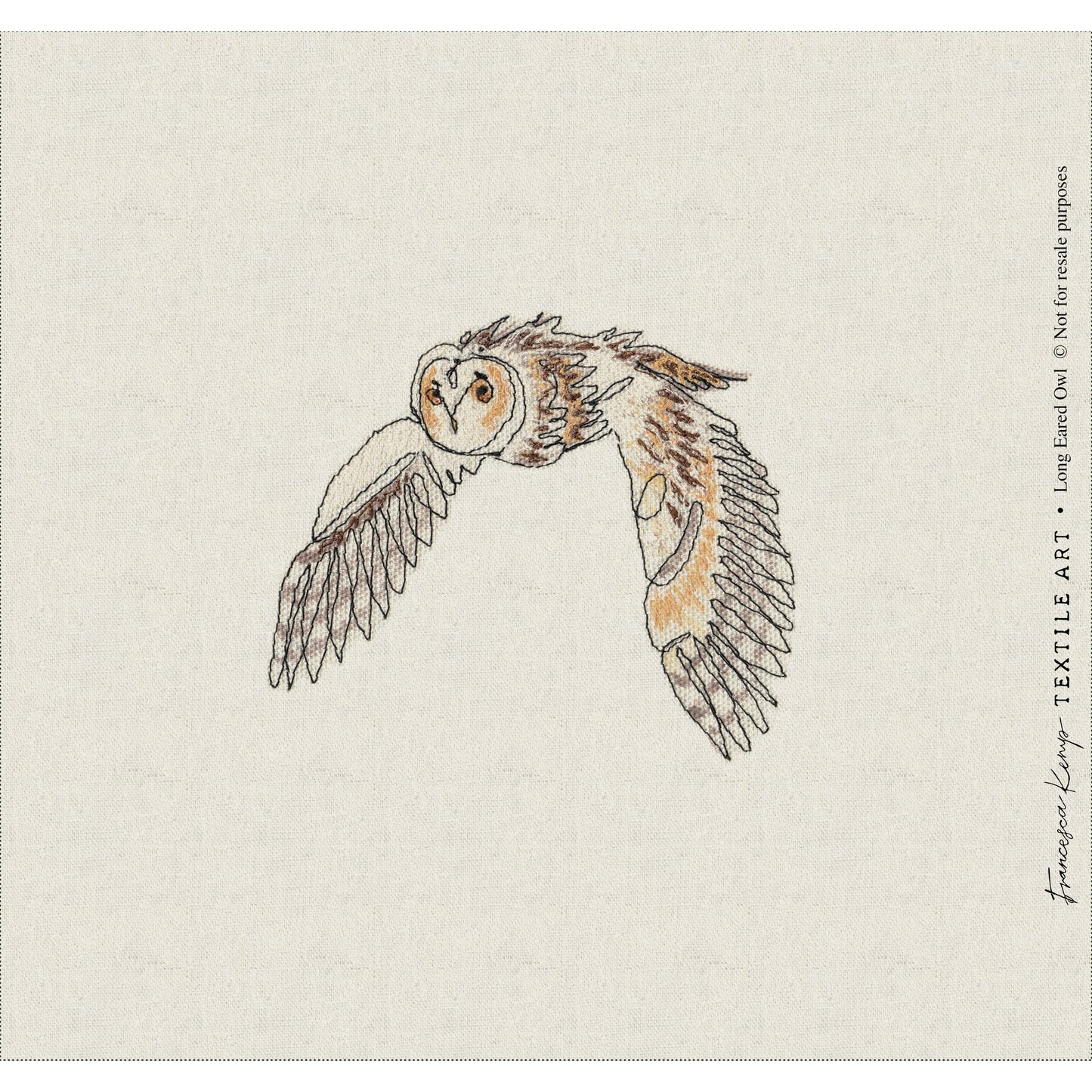 Long Eared Owl Fabric Panel