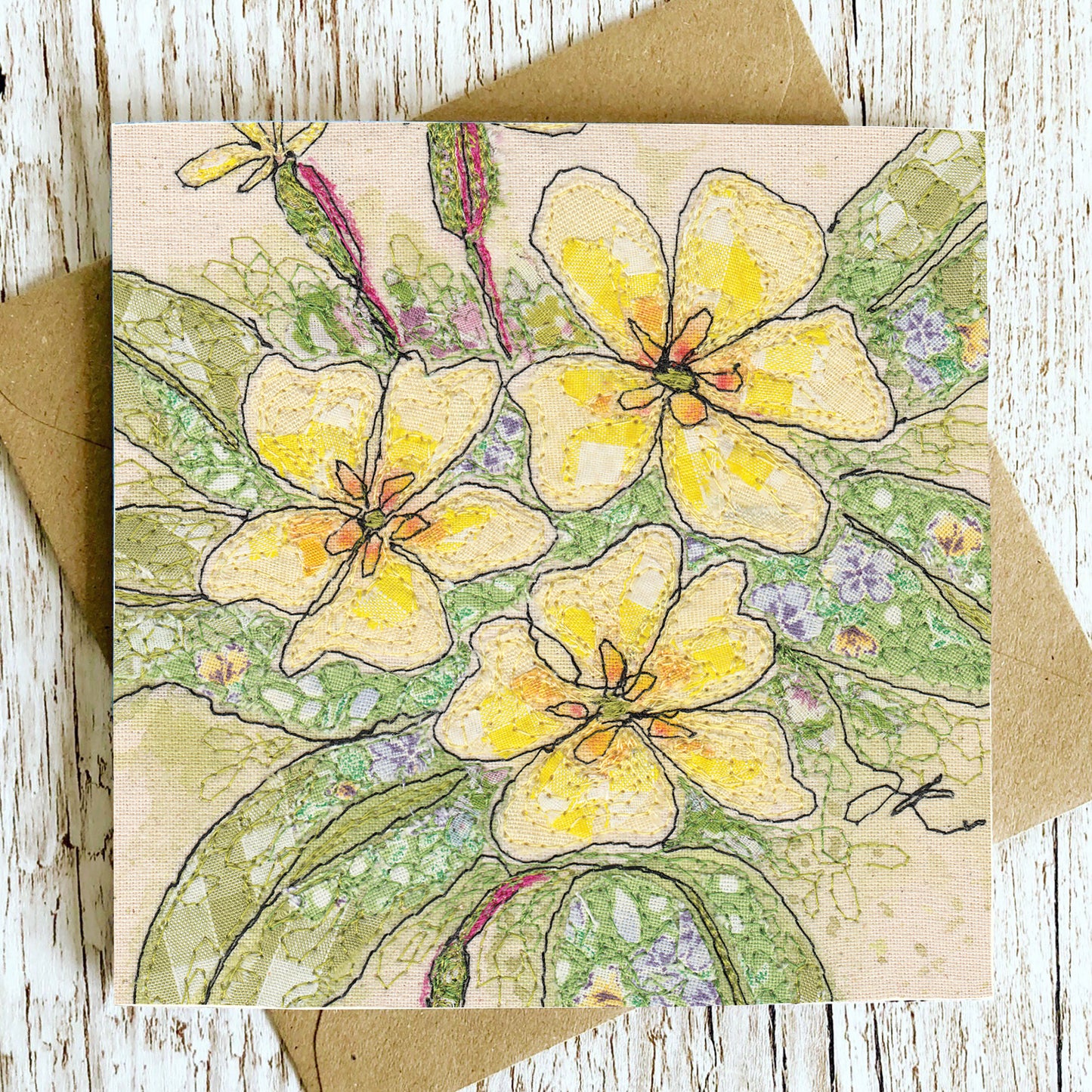 Primrose Embroidery Art Card