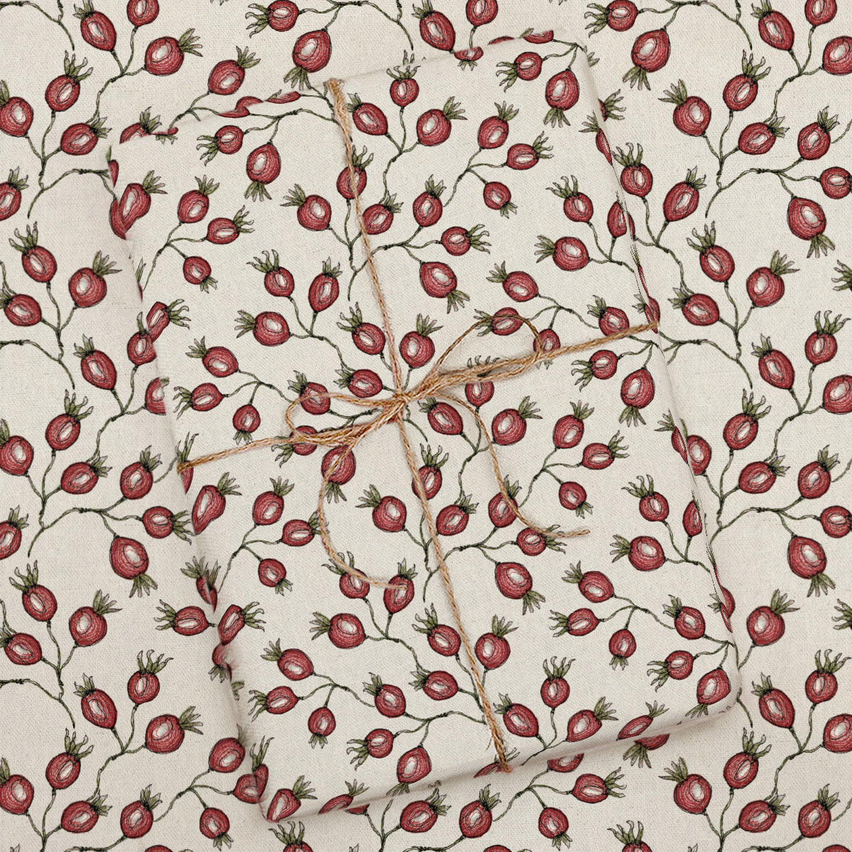 Rose Hip on Linen Wrapping Paper
