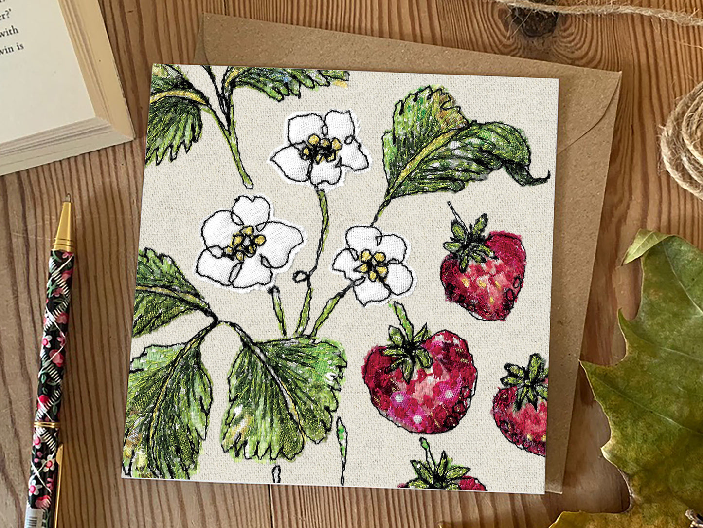 Strawberry Embroidery Art Card