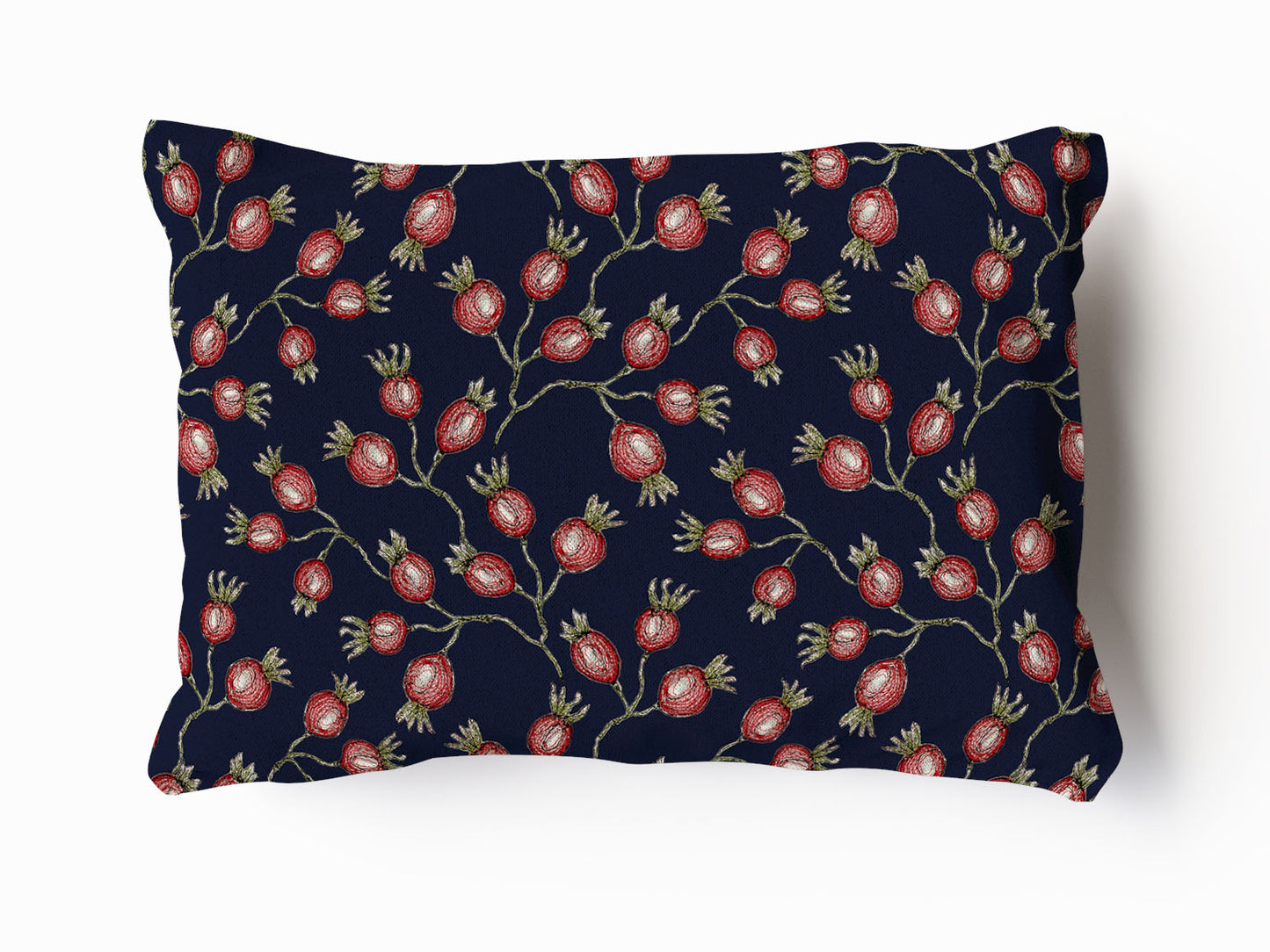 Twilight Rose Hips Velvet and Cotton Cushion