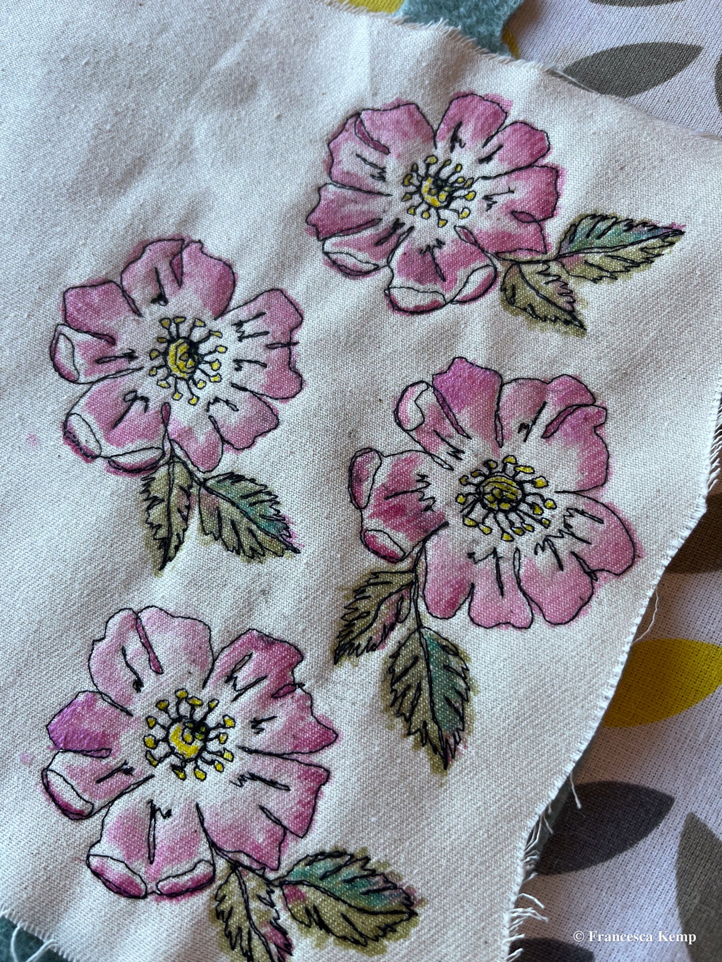 Wild Rose Embroidered Brooch