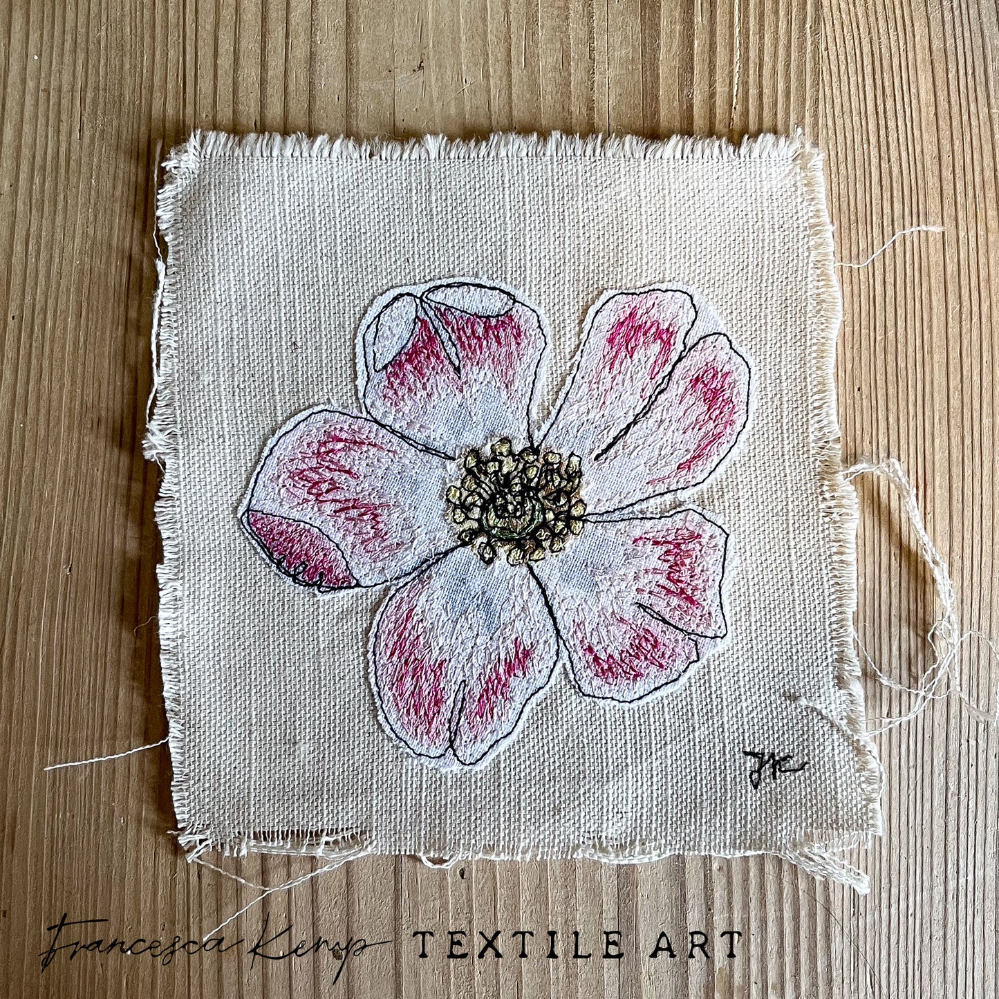 White Wild Rose MIniature Original Artwork