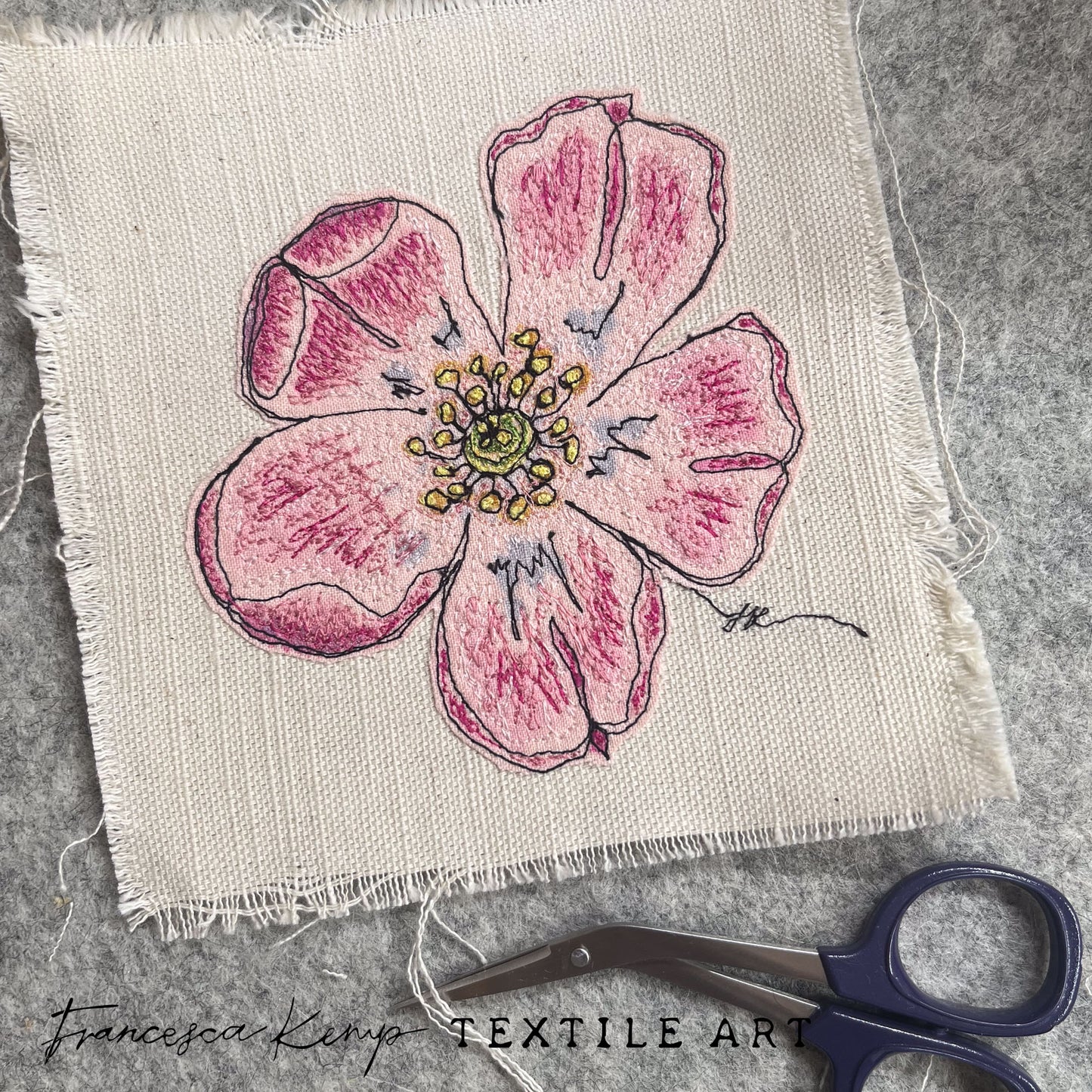 Pink Wild Rose Miniature Original Artwork