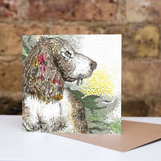 The Duchess Springer Spaniel Embroidery Art Card