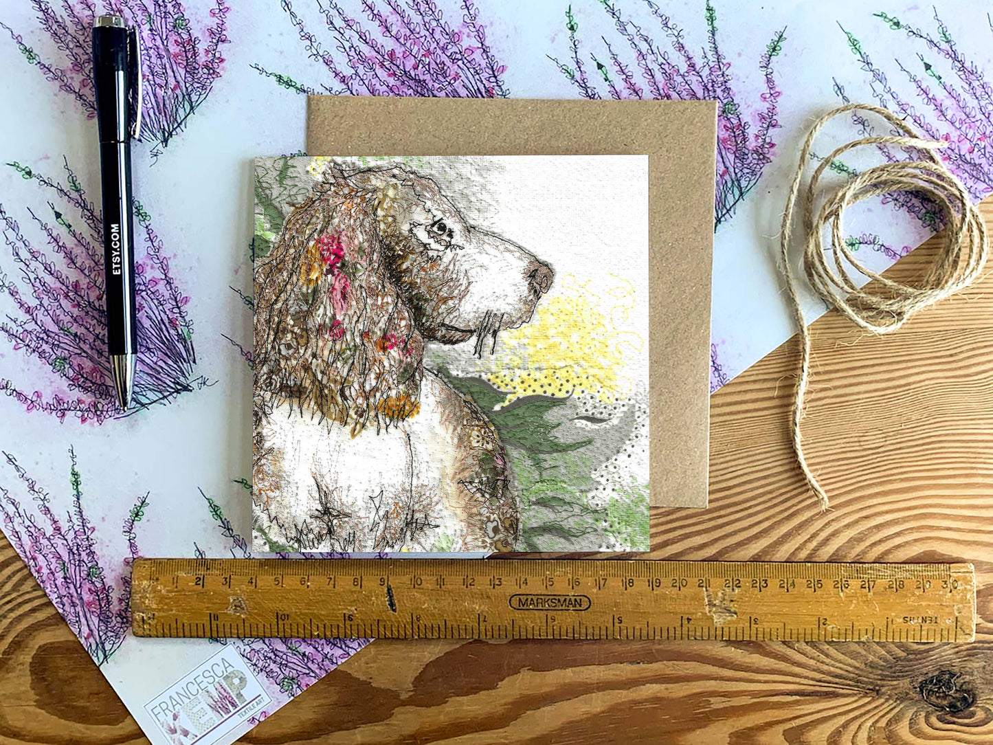 The Duchess Springer Spaniel Embroidery Art Card