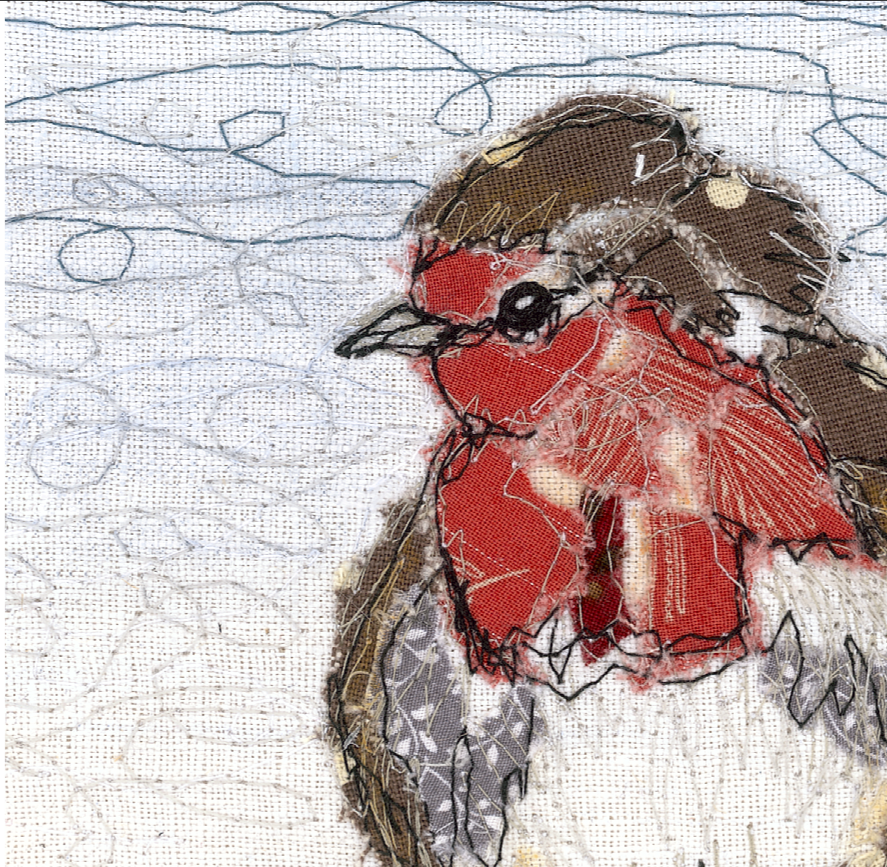 Rustic Robin Embroidery Art Card