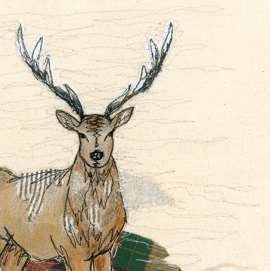 Staggering Stitch Stag Embroidery Art Card
