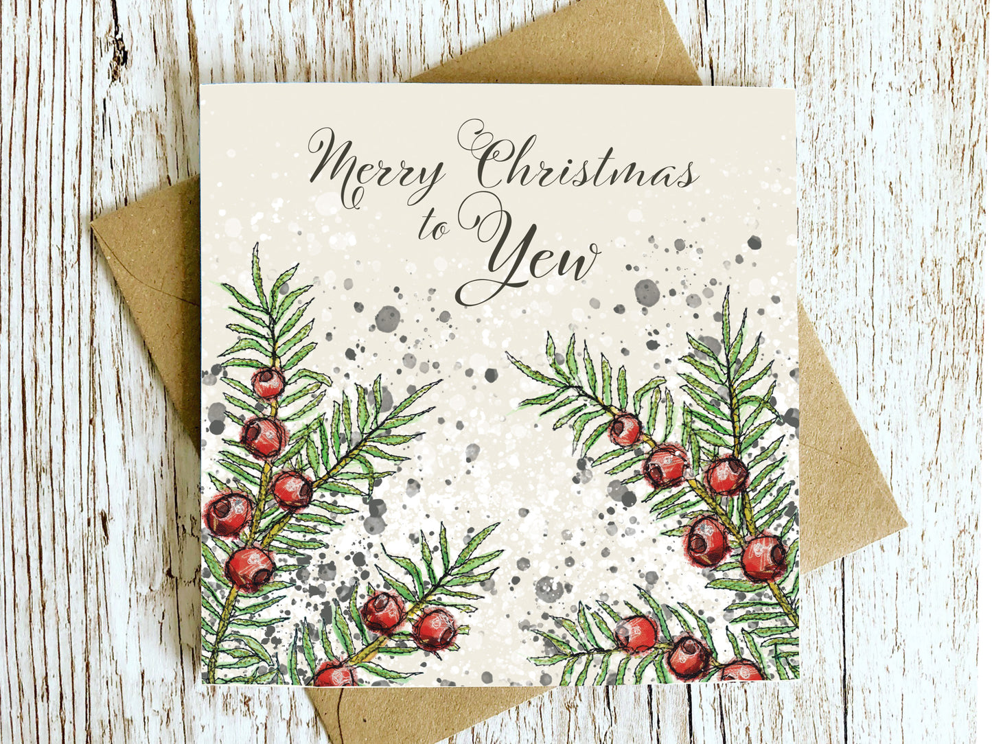 Yew Christmas Embroidery Art Card
