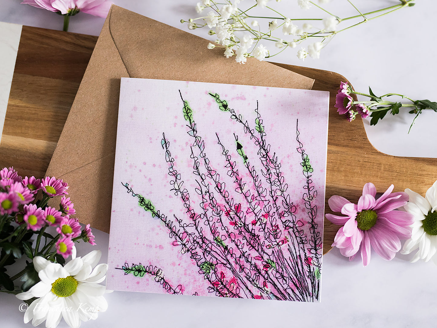 Wild Heather Embroidery Art Card