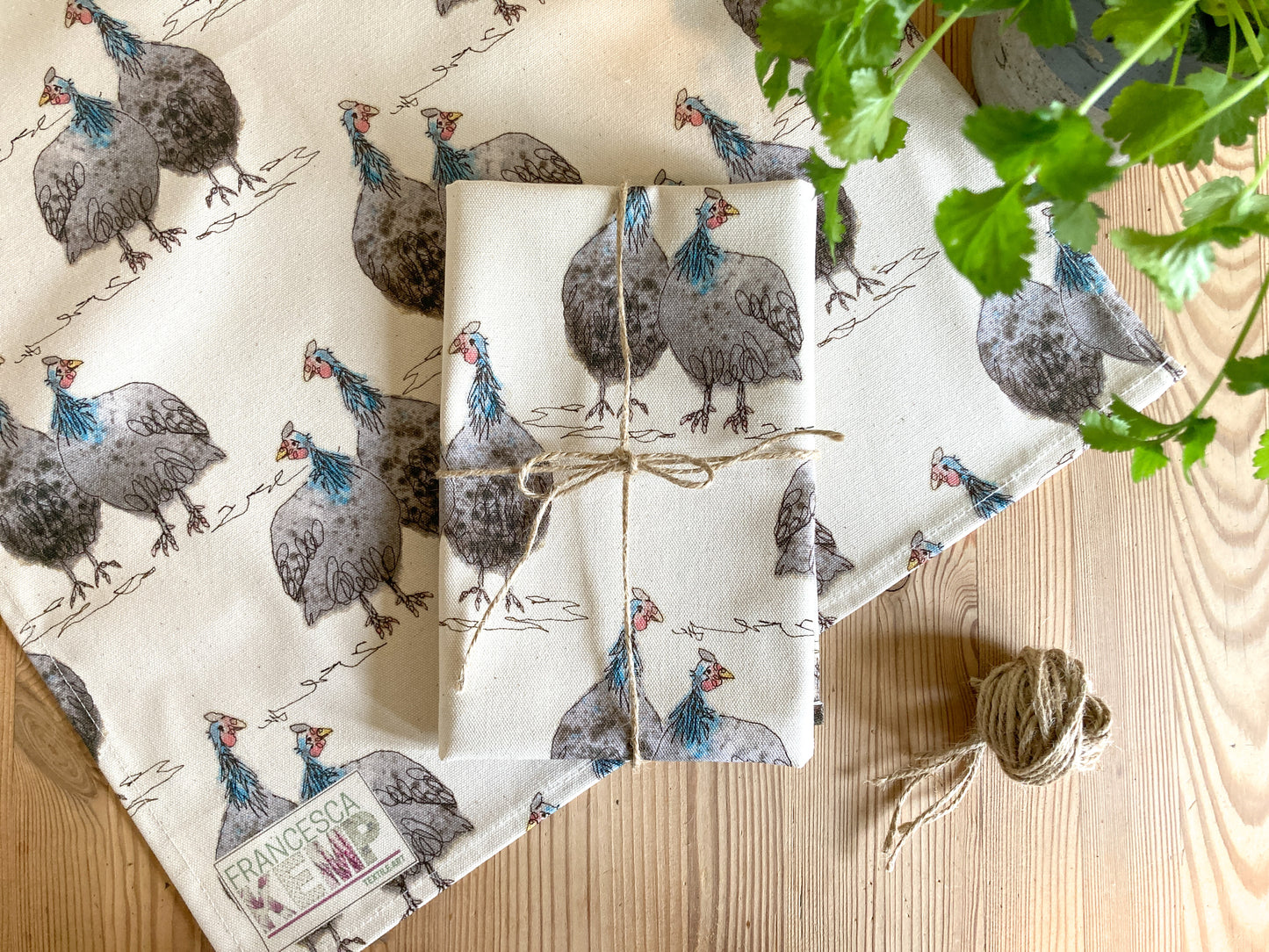 PRE ORDER Gordon & Gertie Organic Cotton Guinea Fowl Tea Towel