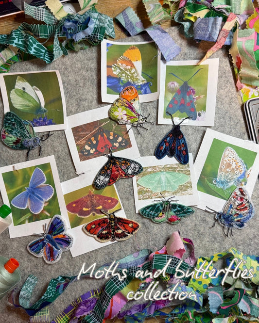 Moths and Butterflies of the British Isles: Creating Embroidered Brooches from Fabric Scraps