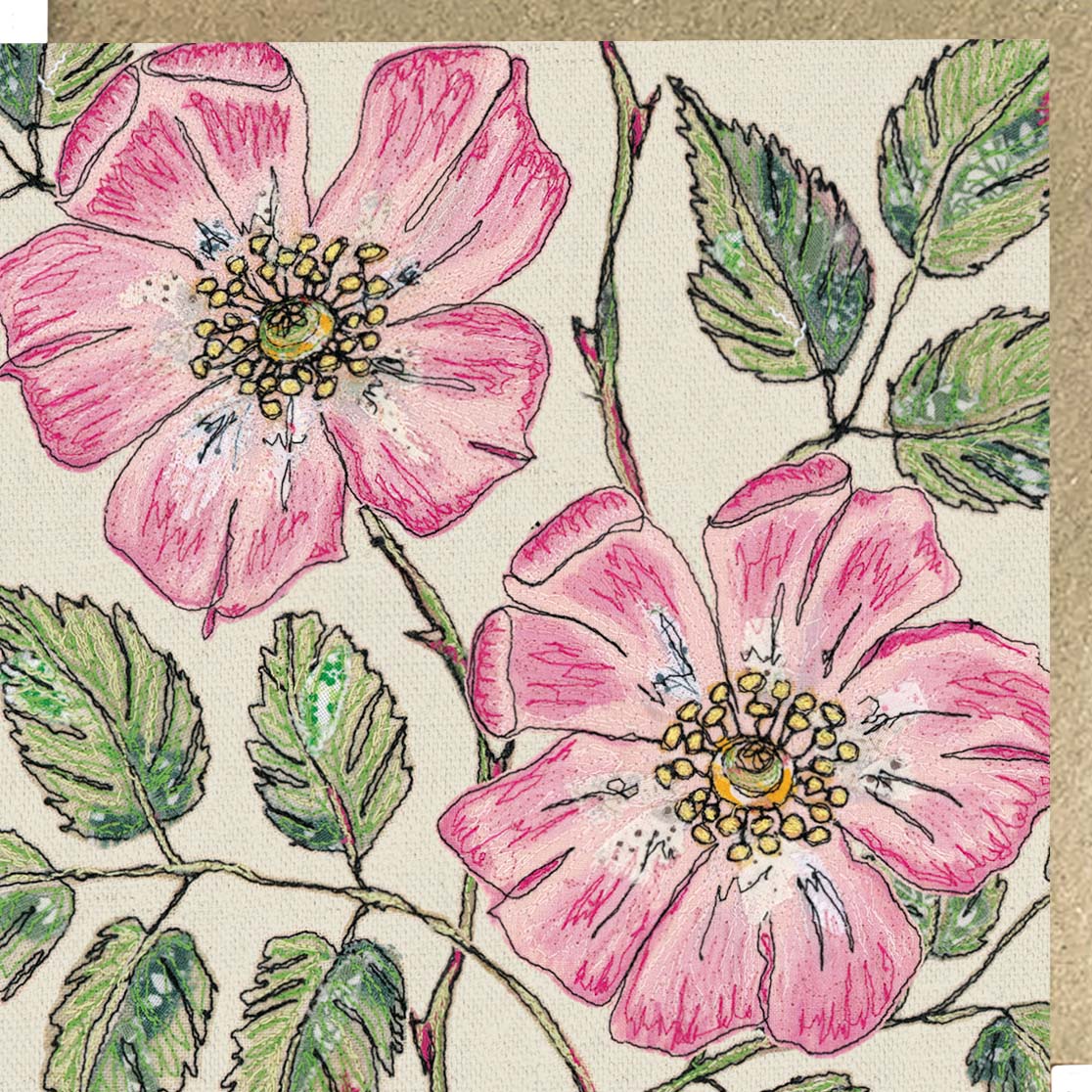 Wild Roses Embroidery Art Card