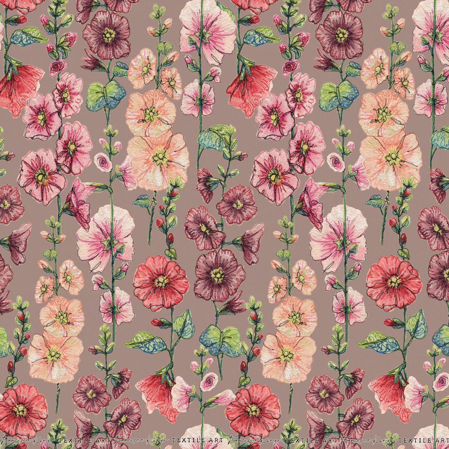 Among The Hollyhocks Wrapping Paper