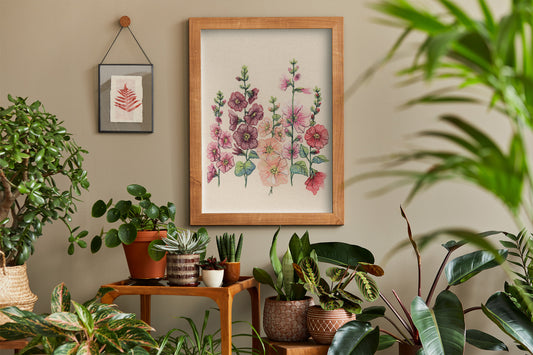 'Among the Hollyhocks' Art Print- FIRST RELEASE