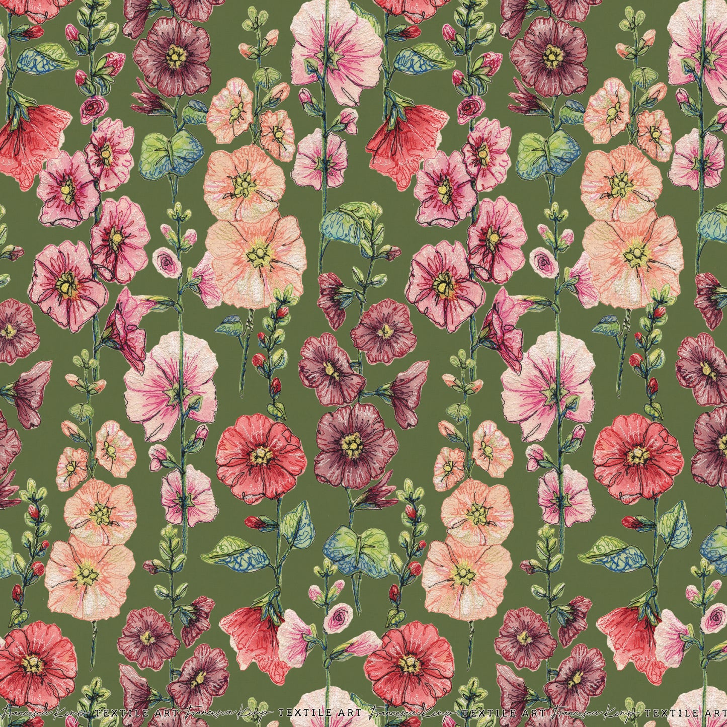 Among The Hollyhocks Wrapping Paper