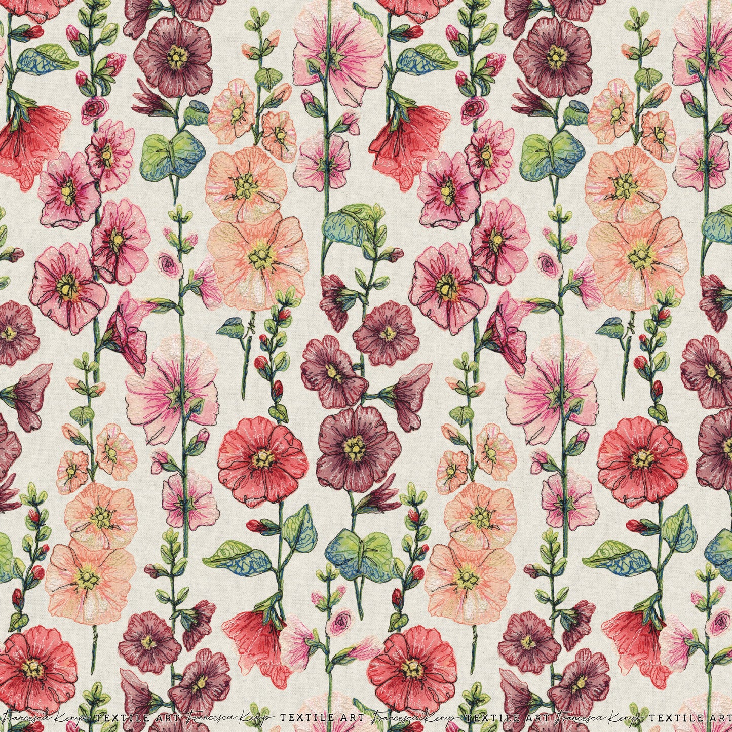 Among The Hollyhocks Wrapping Paper