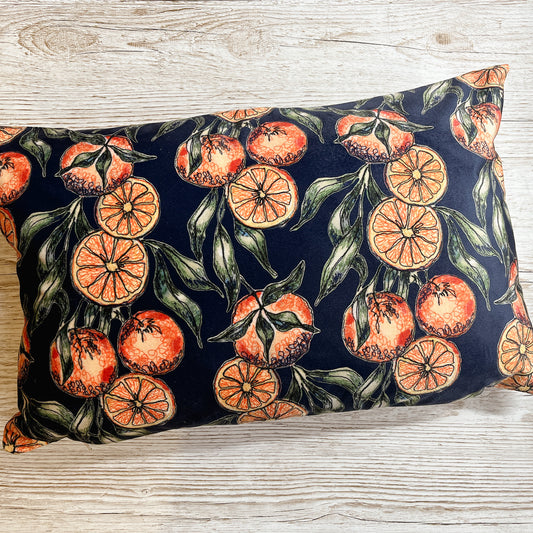 Winter Orange Velvet and Cotton Cushion