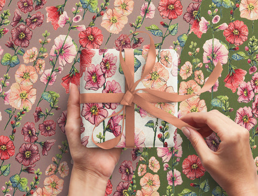 Among The Hollyhocks Wrapping Paper