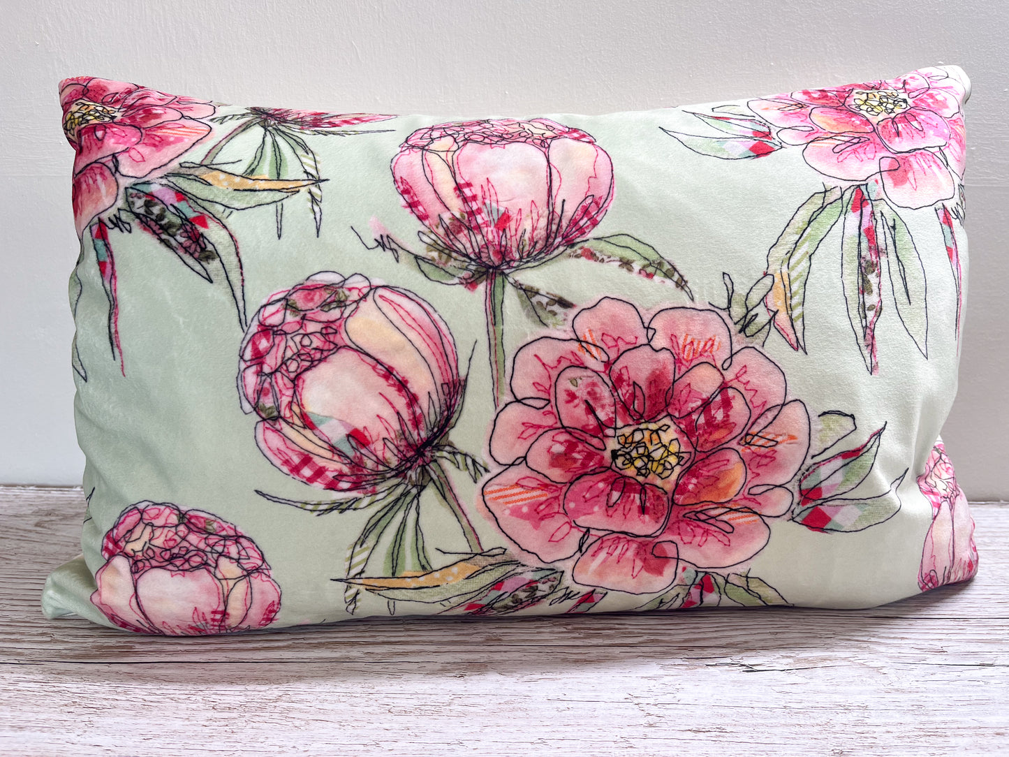 Blooming Lovely Velvet and Cotton Cushion