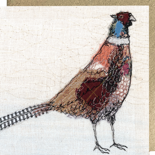 Furtive Field Pheasant Embroidery Art Card