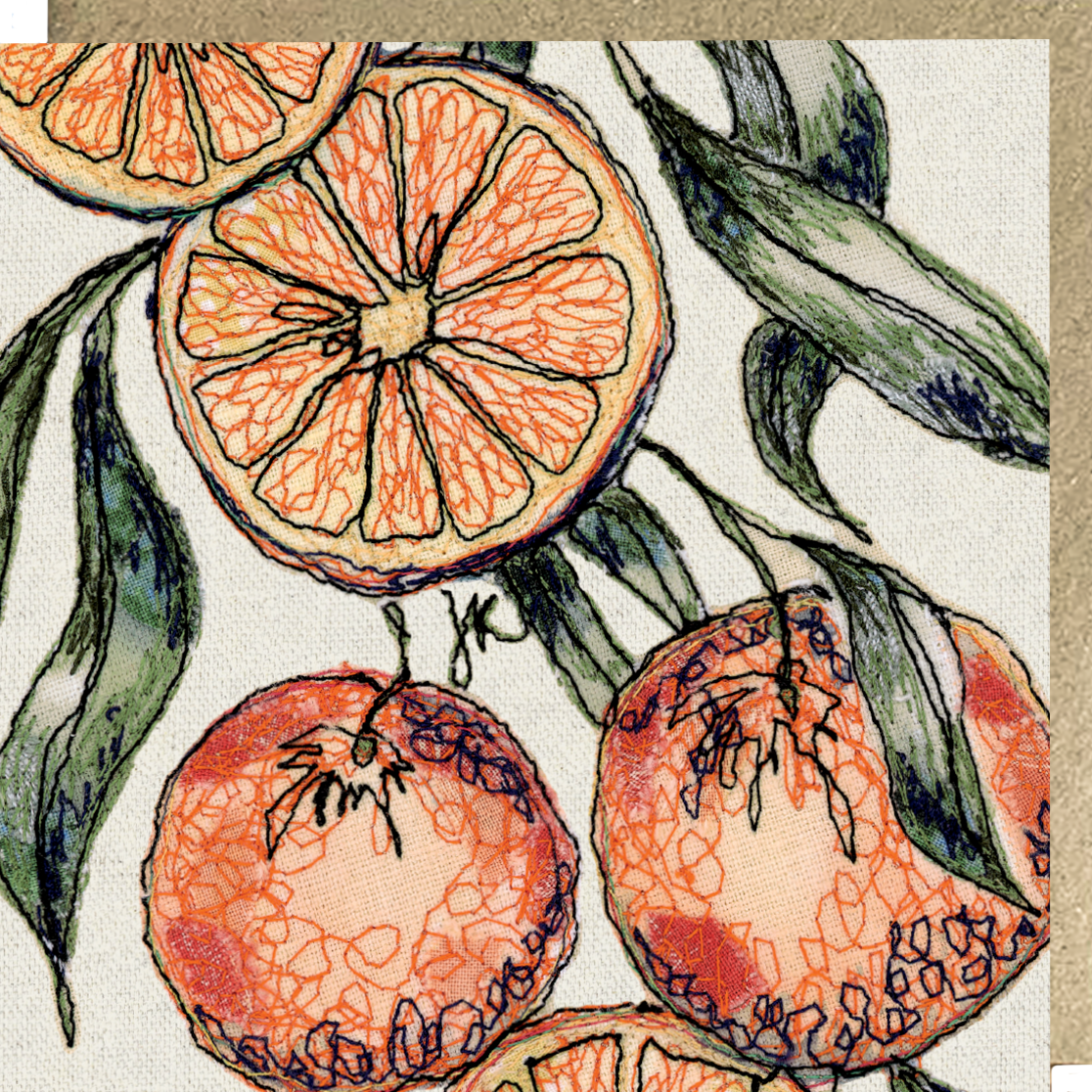 Orange Embroidery Art Card