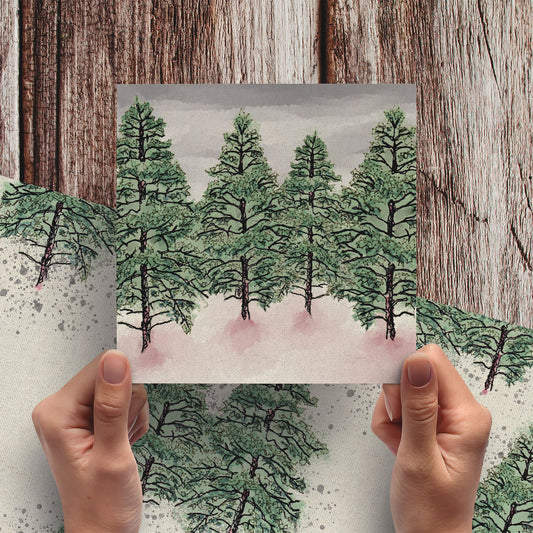 Pine Forest Embroidery Art Card