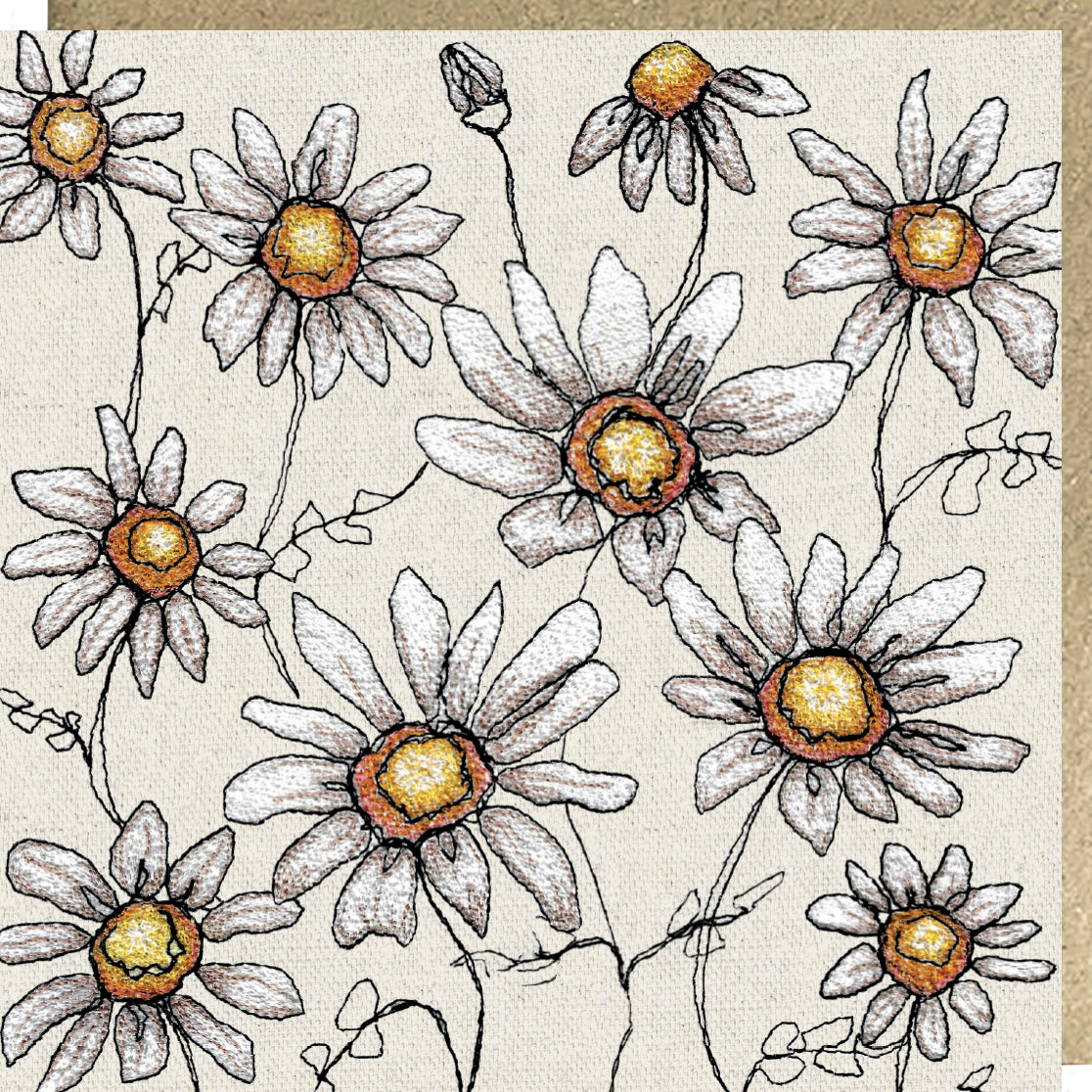 Daisy Chain Embroidery Art Card