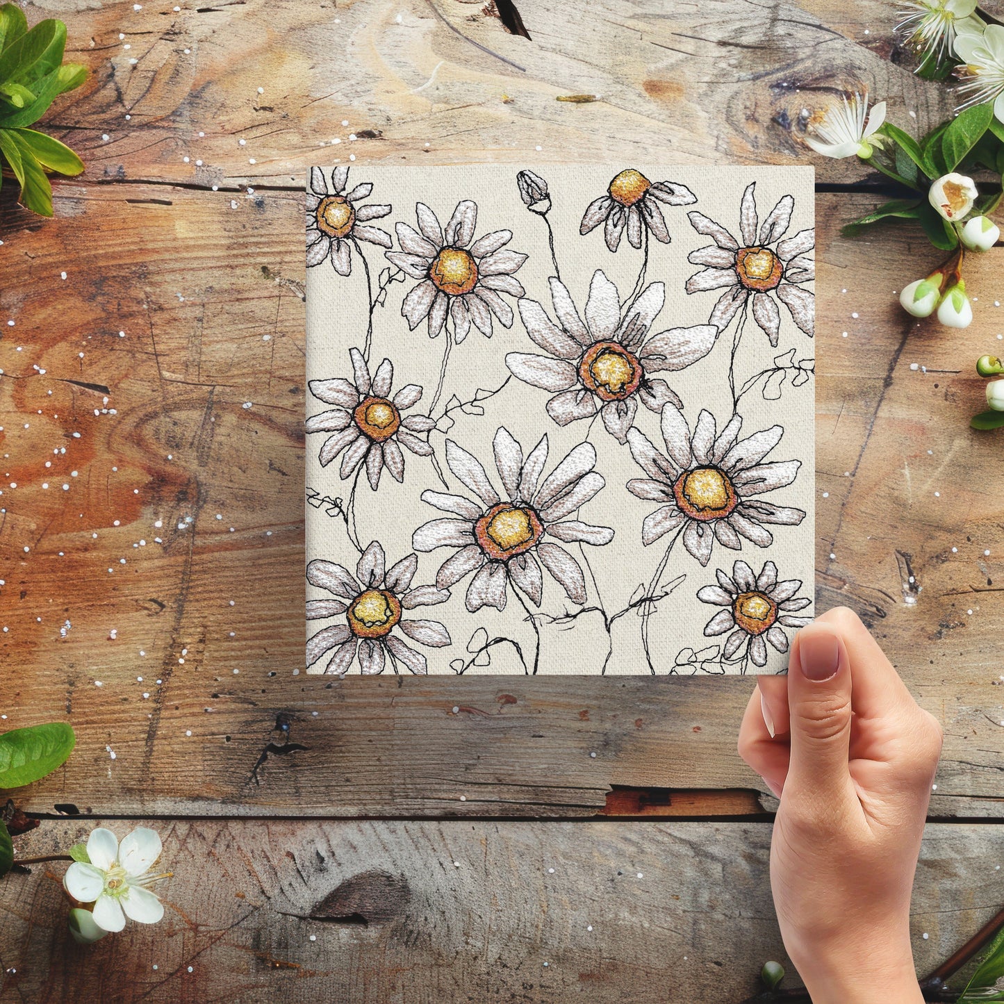 Daisy Chain Embroidery Art Card