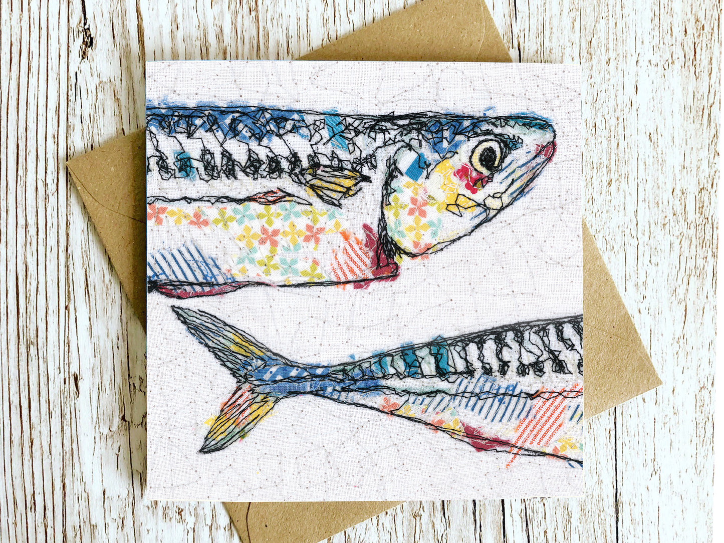 Plenty of Fish Mackerel Embroidery Art Card
