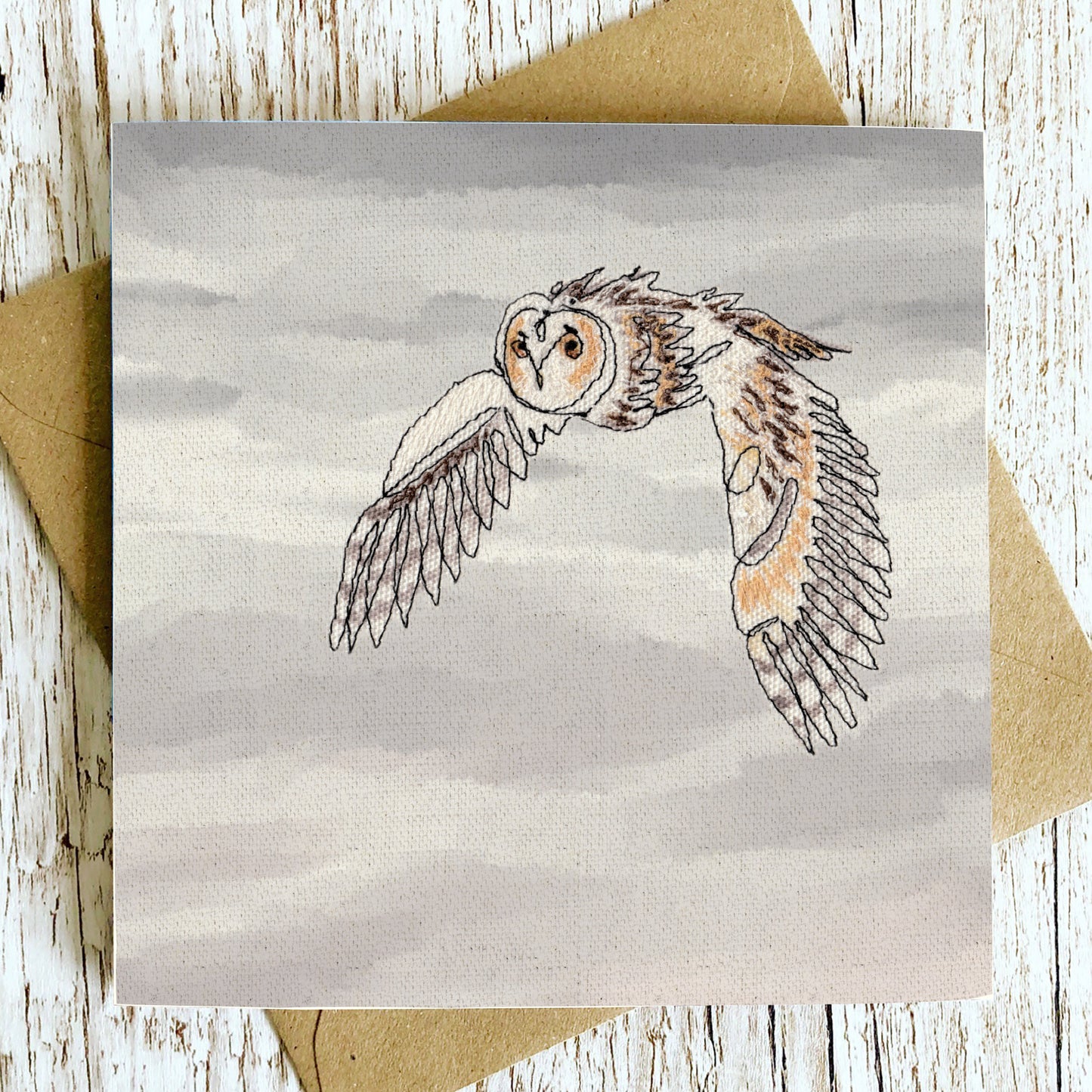 Long Eared Owl Embroidery Art Card