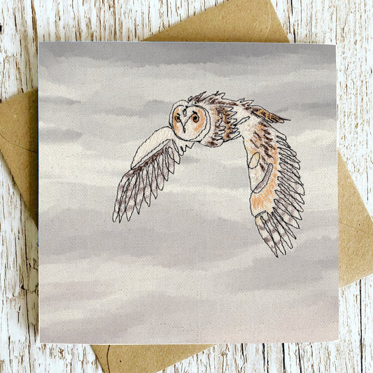 Long Eared Owl Embroidery Art Card