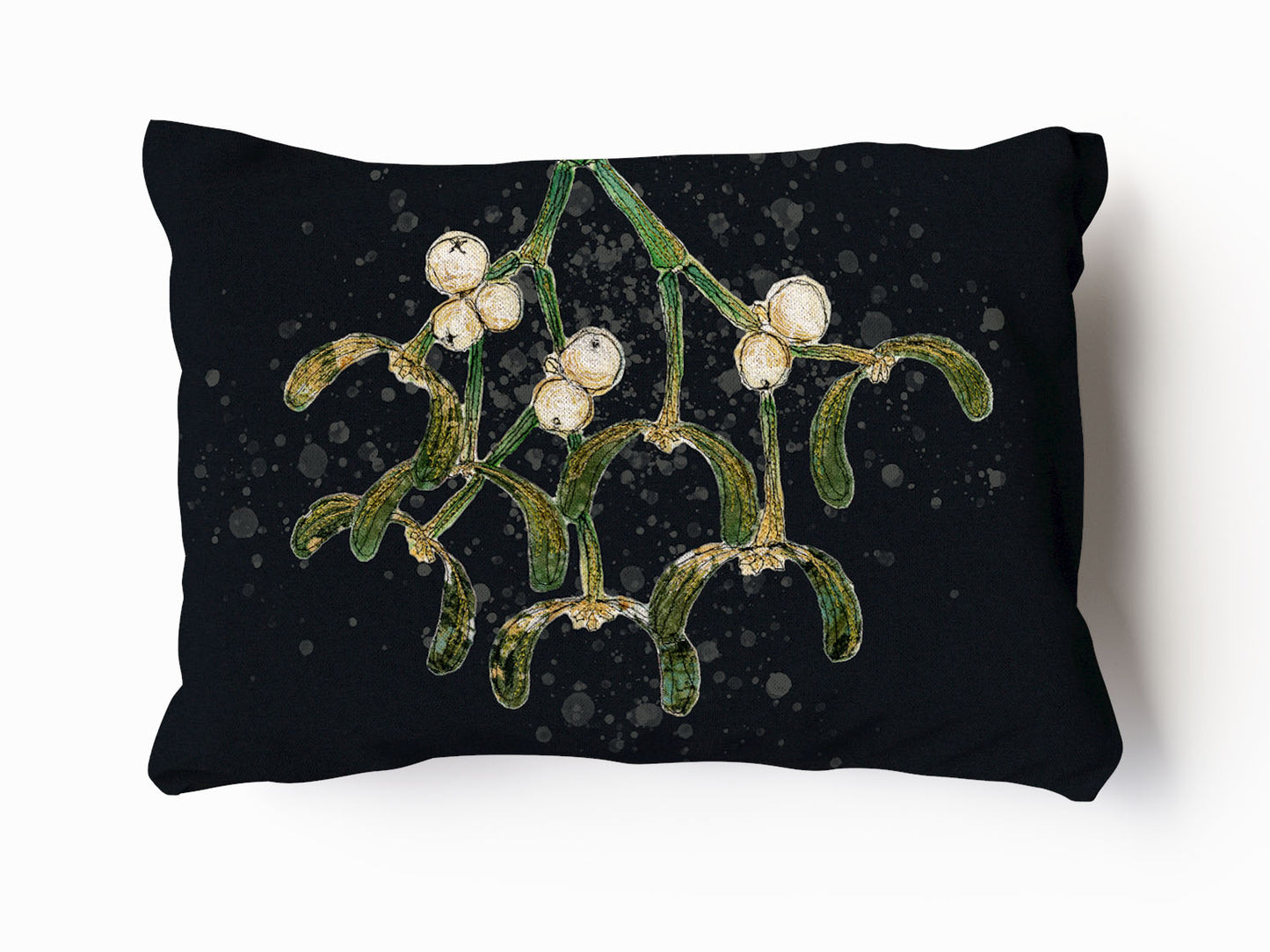 Midnight Mistletoe Velvet and Cotton Cushion