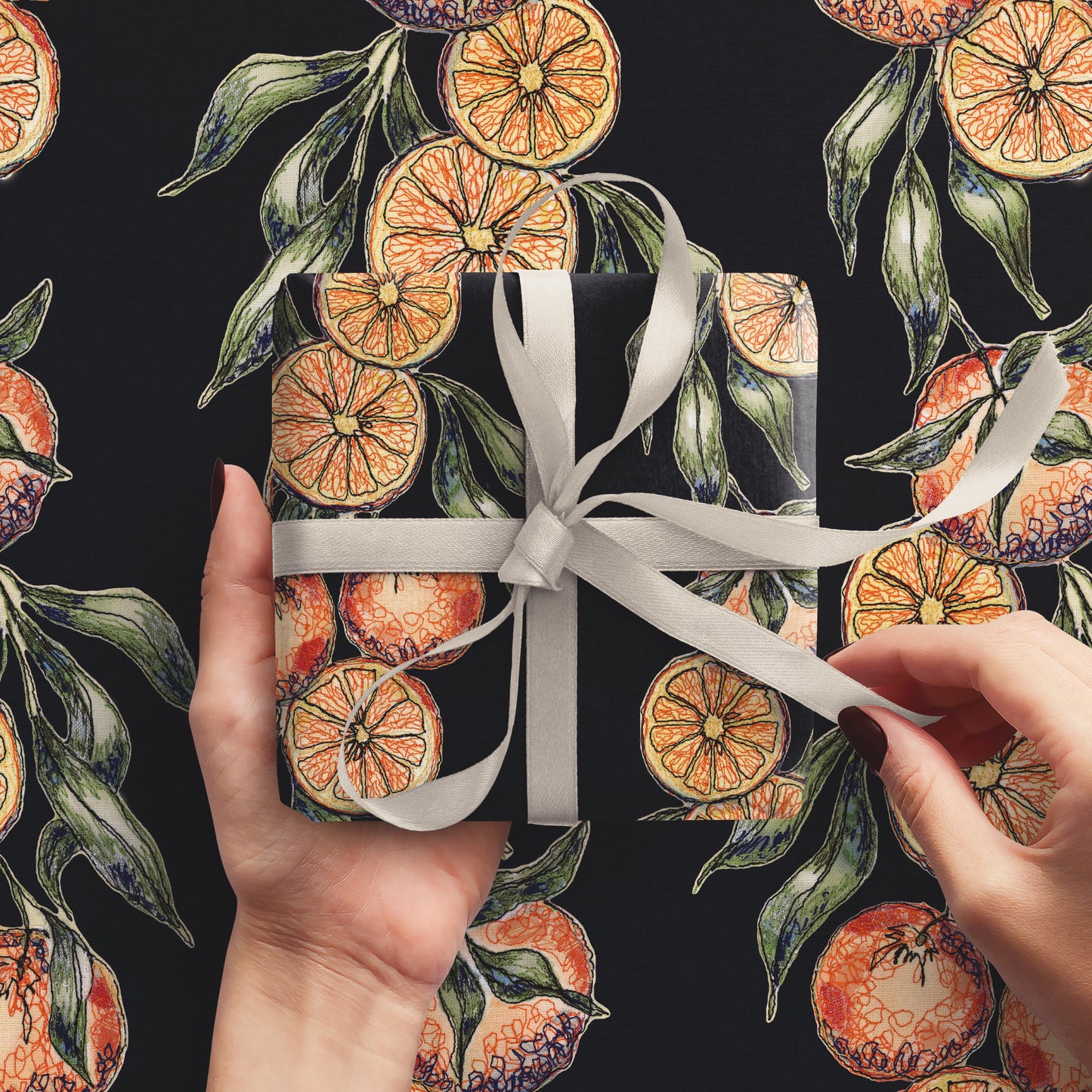 Winter Orange Midnight Wrapping Paper