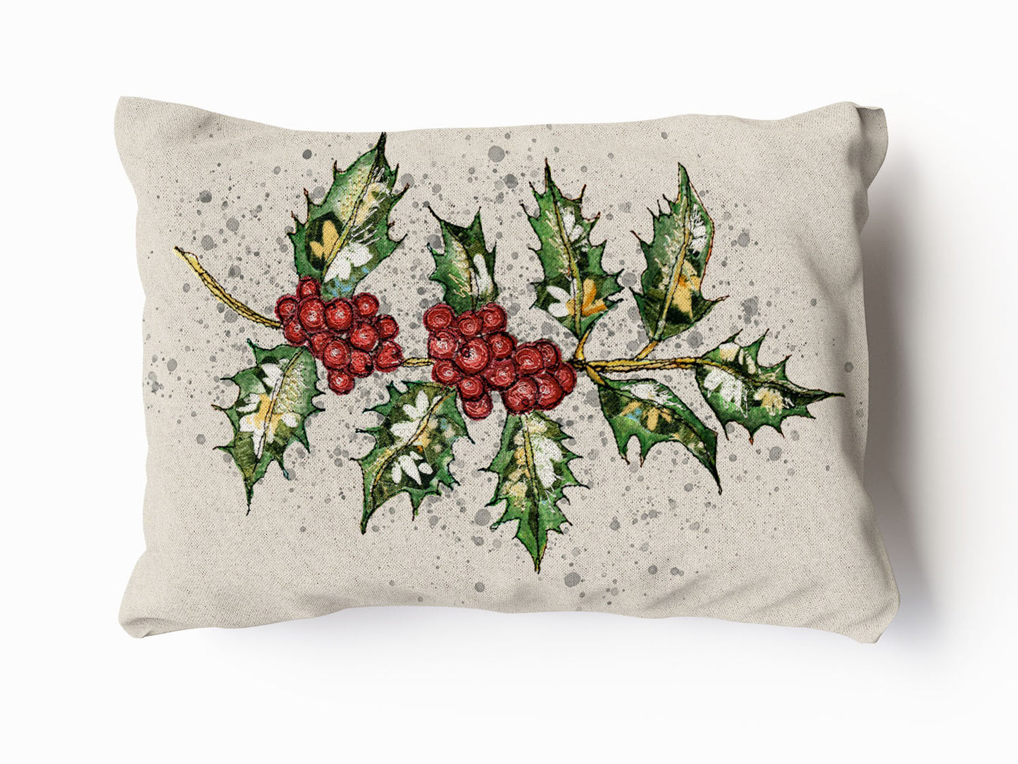 Natural Holly Velvet and Cotton Cushion