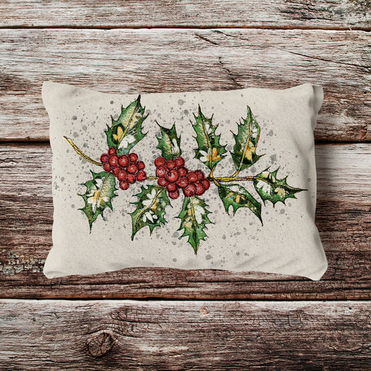 Natural Holly Velvet and Cotton Cushion