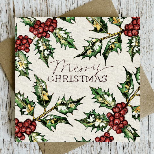 NEW** Holly Christmas Embroidery Card