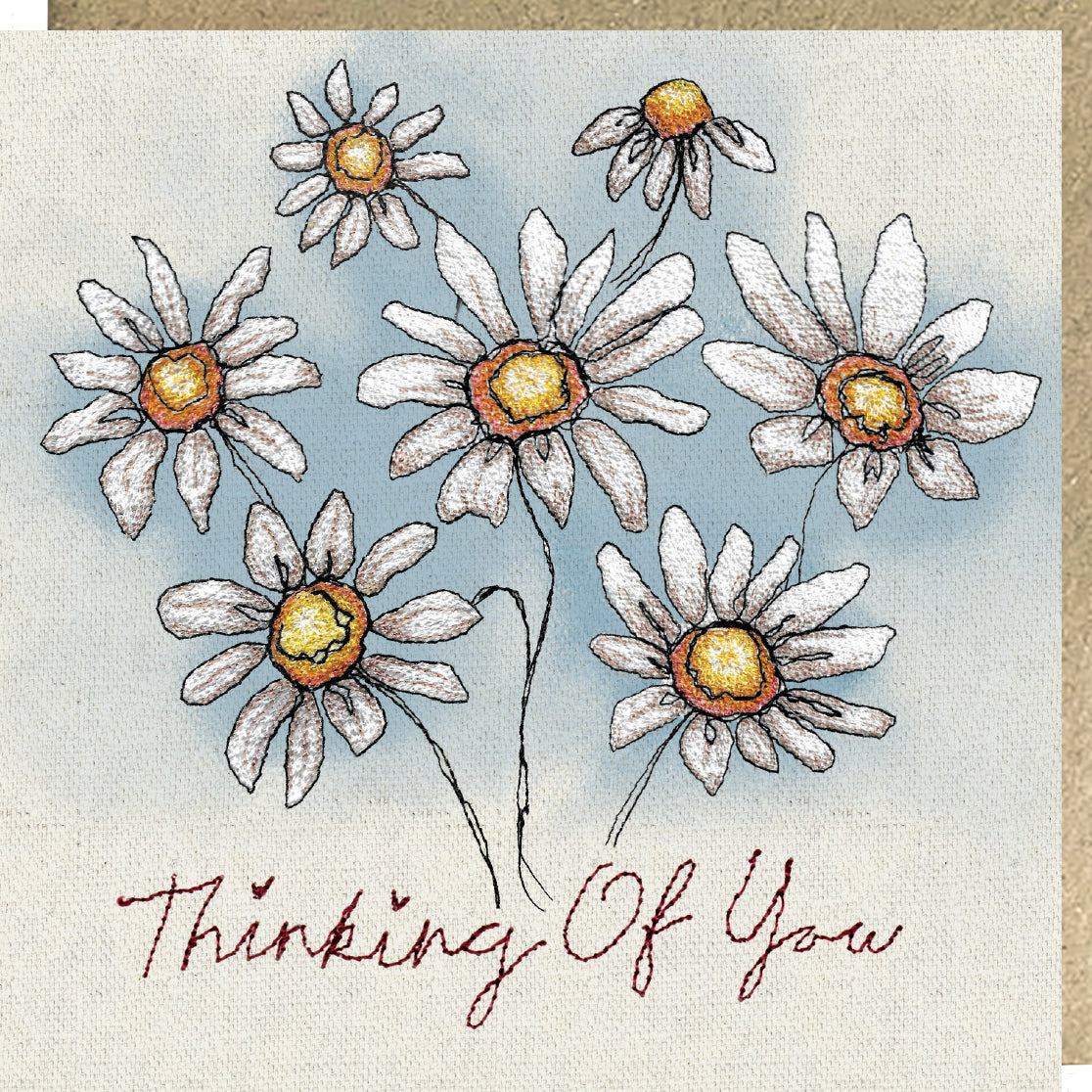 Daisy Thinking Of You Embroidery Art Card